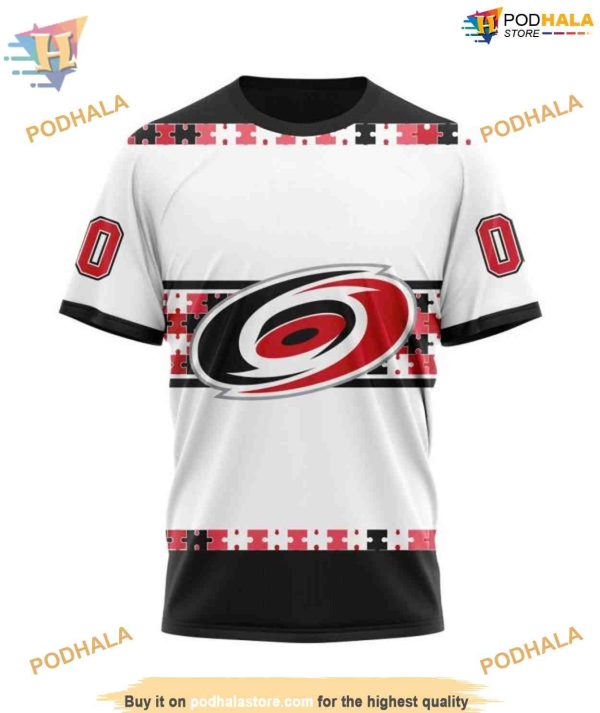 Custom Autism Awareness Name And Number NHL Carolina Hurricanes Hoodie 3D