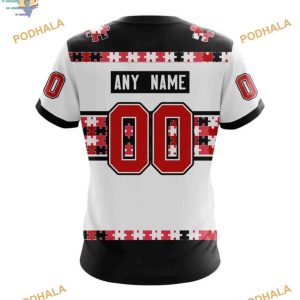 Custom Autism Awareness Name And Number NHL Carolina Hurricanes Hoodie 3D 4