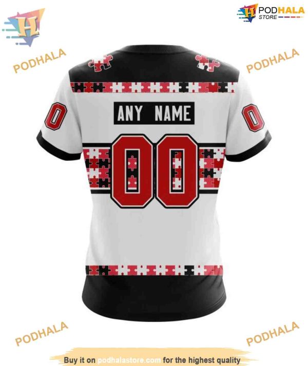 Custom Autism Awareness Name And Number NHL Carolina Hurricanes Hoodie 3D