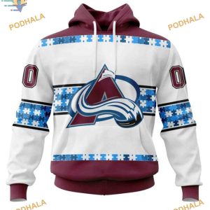 Custom Autism Awareness Name And Number NHL Colorado Avalanche Hoodie 3D 1