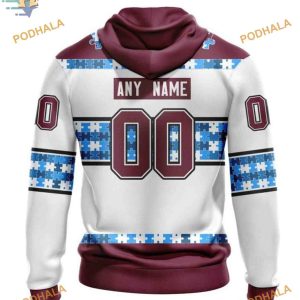 Custom Autism Awareness Name And Number NHL Colorado Avalanche Hoodie 3D 2