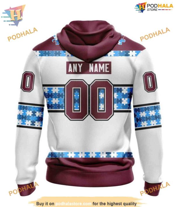 Custom Autism Awareness Name And Number NHL Colorado Avalanche Hoodie 3D