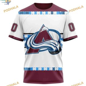 Custom Autism Awareness Name And Number NHL Colorado Avalanche Hoodie 3D 3