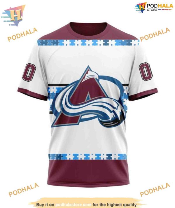 Custom Autism Awareness Name And Number NHL Colorado Avalanche Hoodie 3D