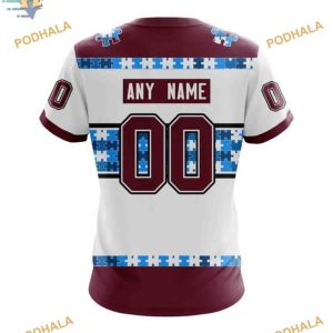 Custom Autism Awareness Name And Number NHL Colorado Avalanche Hoodie 3D 4