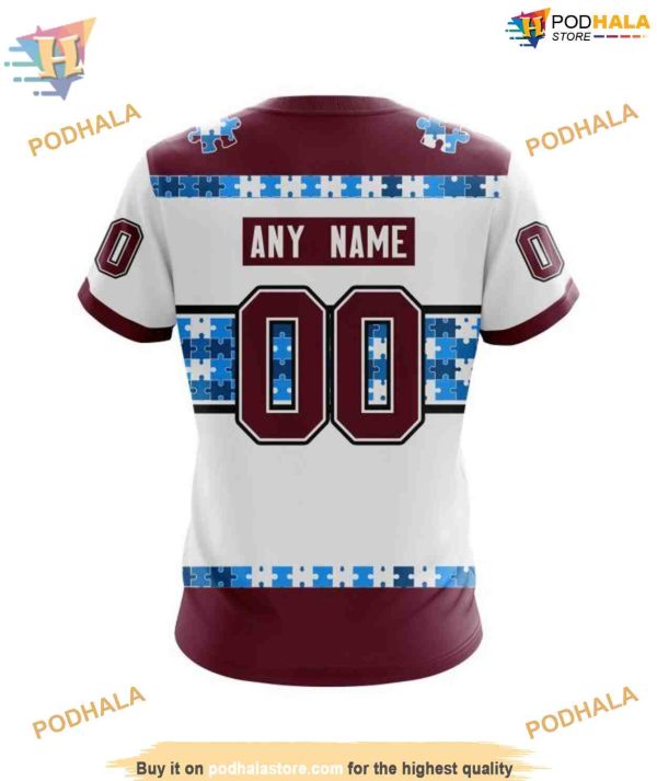 Custom Autism Awareness Name And Number NHL Colorado Avalanche Hoodie 3D