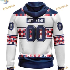 Custom Autism Awareness Name And Number NHL Columbus Blue Jackets Hoodie 3D 2