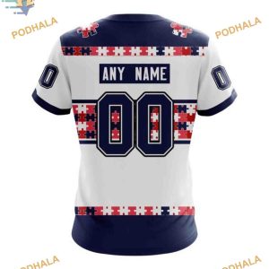 Custom Autism Awareness Name And Number NHL Columbus Blue Jackets Hoodie 3D 4