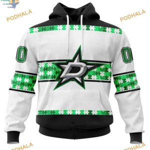 Custom Autism Awareness Name And Number NHL Dallas Stars Hoodie 3D 1