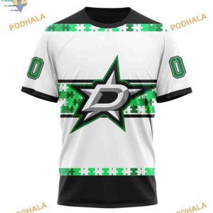 Custom Autism Awareness Name And Number NHL Dallas Stars Hoodie 3D 3
