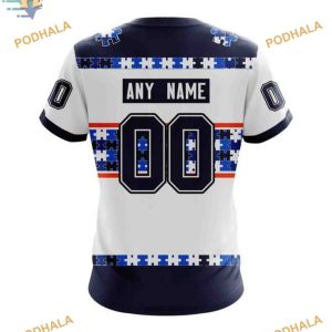 Custom Autism Awareness Name And Number NHL Edmonton Oilers Hoodie 3D 4