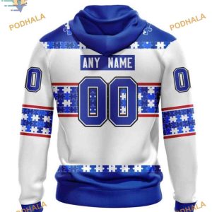 Custom Autism Awareness Name And Number NHL New York Rangers Hoodie 3D 2