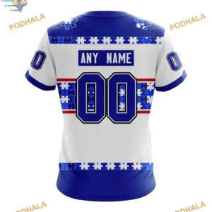 Custom Autism Awareness Name And Number NHL New York Rangers Hoodie 3D 4