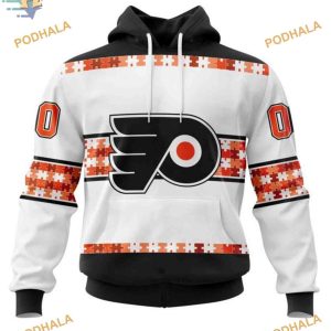 Custom Autism Awareness Name And Number NHL Philadelphia Flyers Hoodie 3D 1