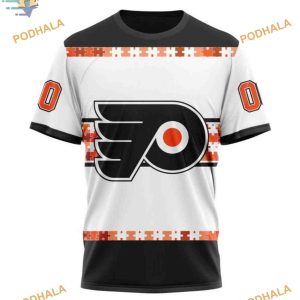 Custom Autism Awareness Name And Number NHL Philadelphia Flyers Hoodie 3D 3