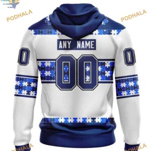 Custom Autism Awareness Name And Number NHL Tampa Bay Lightning Hoodie 3D 2
