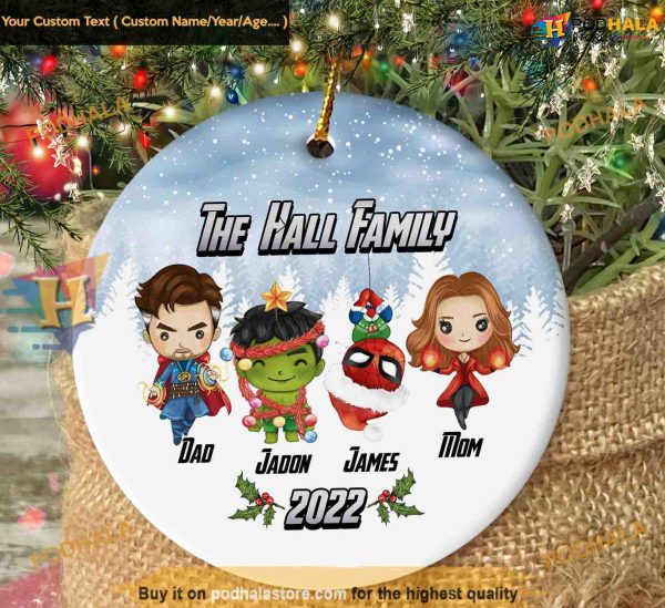 Custom Avengers Family Name Ornament, Marvel-Themed Holiday Charm
