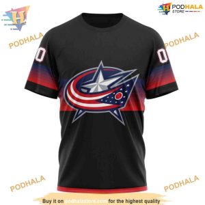 Custom Black And Gradient Design NHL Columbus Blue Jackets Hoodie 3D 3