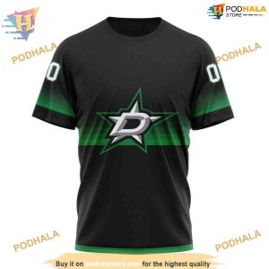 Custom Black And Gradient Design NHL Dallas Stars Hoodie 3D 3