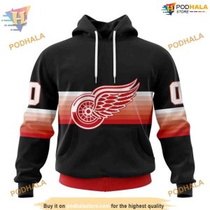 Custom Black And Gradient Design NHL Detroit Red Wings Hoodie 3D 1
