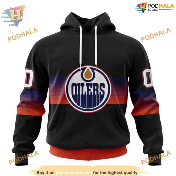 Custom Black And Gradient Design NHL Edmonton Oilers Hoodie 3D
