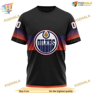 Custom Black And Gradient Design NHL Edmonton Oilers Hoodie 3D 3