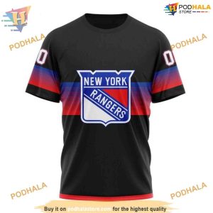 Custom Black And Gradient Design NHL New York Rangers Hoodie 3D 3