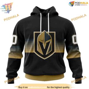 Custom Black And Gradient Design NHL Vegas Golden Knights Hoodie 3D 1