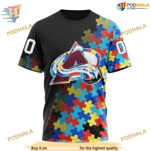Custom Black Autism Awareness Design NHL Colorado Avalanche Hoodie 3D 3