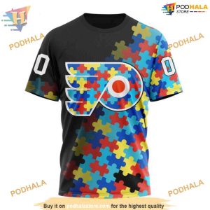 Custom Black Autism Awareness Design NHL Philadelphia Flyers Hoodie 3D 3