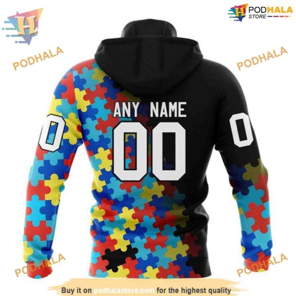 Custom Black Autism Awareness Design NHL Tampa Bay Lightning Hoodie 3D