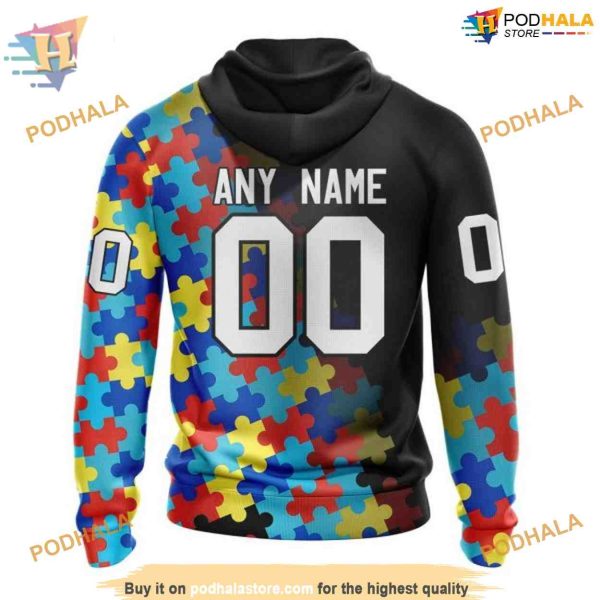 Custom Black Autism Awareness Design NHL Vegas Golden Knights Hoodie 3D