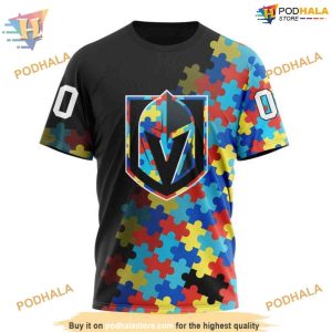 Custom Black Autism Awareness Design NHL Vegas Golden Knights Hoodie 3D 3