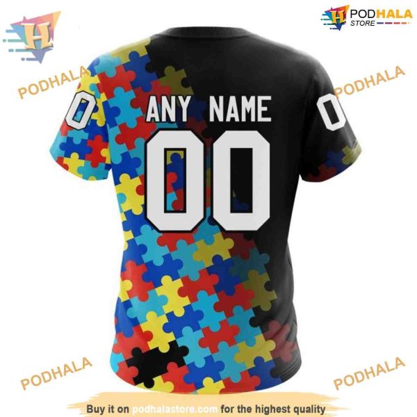 Custom Black Autism Awareness Design NHL Vegas Golden Knights Hoodie 3D
