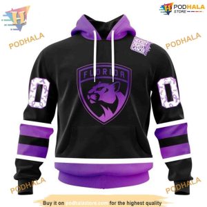 Custom Black Hockey Fights Cancer Kits NHL Florida Panthers Hoodie 3D 1
