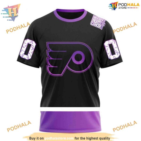 Custom Black Hockey Fights Cancer Kits NHL Philadelphia Flyers Hoodie 3D