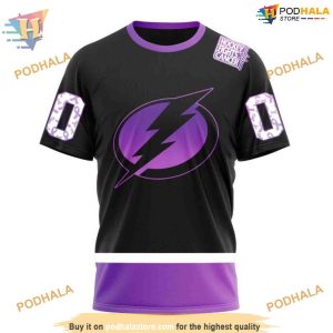 Custom Black Hockey Fights Cancer Kits NHL Tampa Bay Lightning Hoodie 3D 3