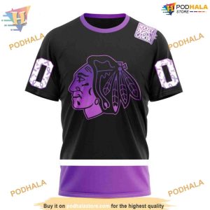Custom Black Hockey Fights Cancer NHL Chicago Blackhawks Hoodie 3D 3
