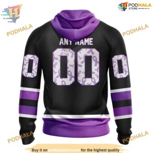 Custom Black Hockey Fights Cancer NHL Edmonton Oilers Hoodie 3D 2