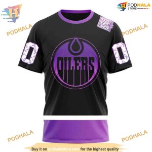 Custom Black Hockey Fights Cancer NHL Edmonton Oilers Hoodie 3D 3