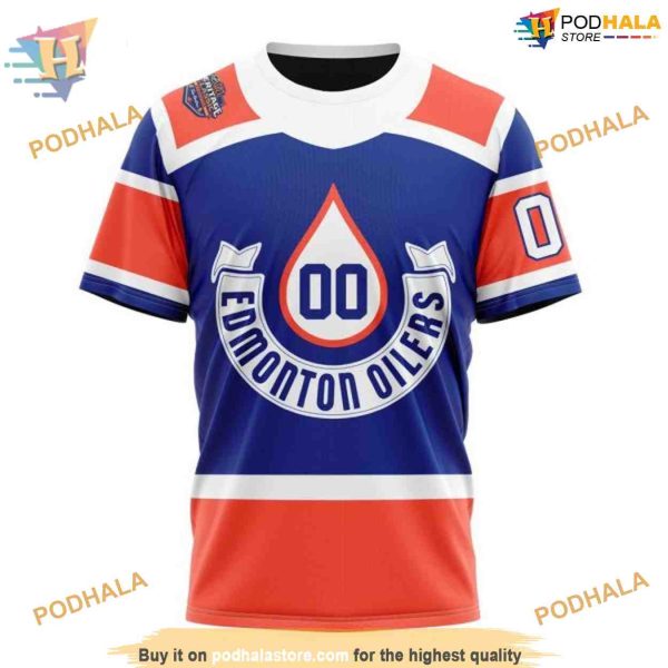 Custom Blue 2023 Heritage Classic NHL Edmonton Oilers Hoodie 3D