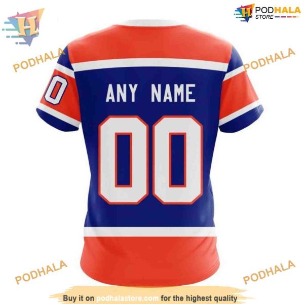Custom Blue 2023 Heritage Classic NHL Edmonton Oilers Hoodie 3D