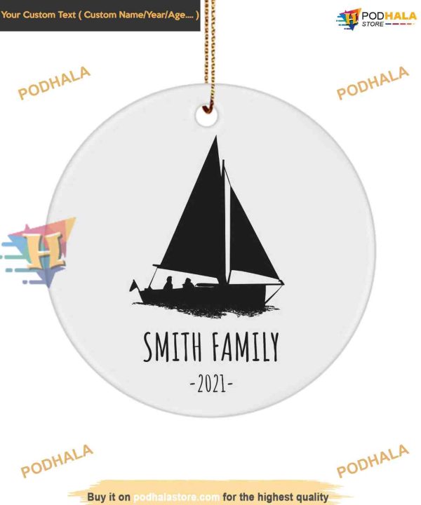 Custom Boating Family Christmas Keepsake, Nautical Holiday Decor