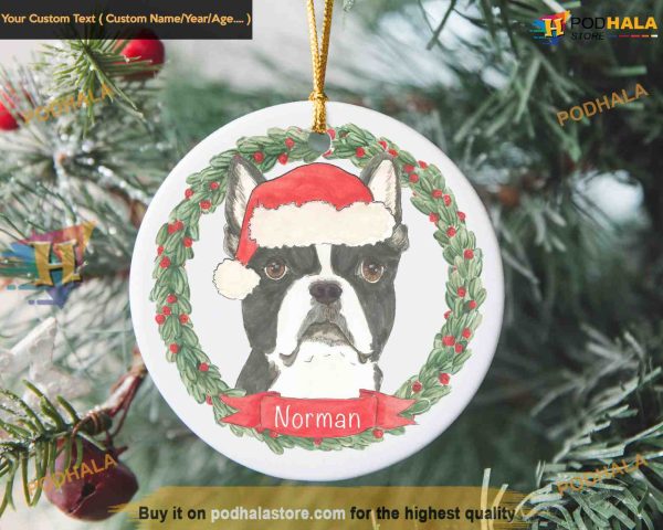 Custom Boston Terrier Holiday Ornament, Best Family Christmas Gifts