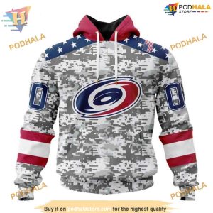 Custom Camo Design For Veterans Day NHL Carolina Hurricanes Hoodie 3D 1