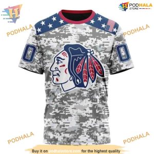 Custom Camo Design For Veterans Day NHL Chicago Blackhawks Hoodie 3D 3