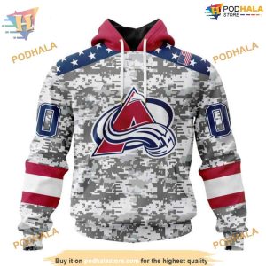 Custom Camo Design For Veterans Day NHL Colorado Avalanche Hoodie 3D 1