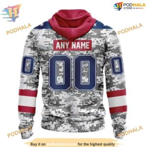 Custom Camo Design For Veterans Day NHL Columbus Blue Jackets Hoodie 3D 2