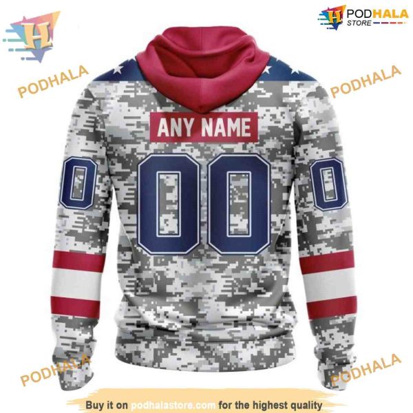 Custom Camo Design For Veterans Day NHL Columbus Blue Jackets Hoodie 3D
