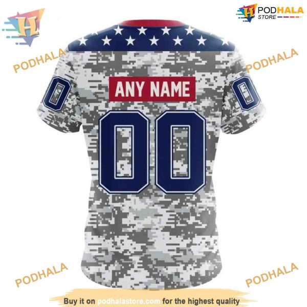 Custom Camo Design For Veterans Day NHL Columbus Blue Jackets Hoodie 3D